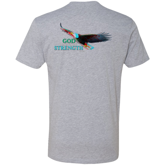 God Renews My Strength Men’s Premium Short Sleeve T-Shirt (Back Design)