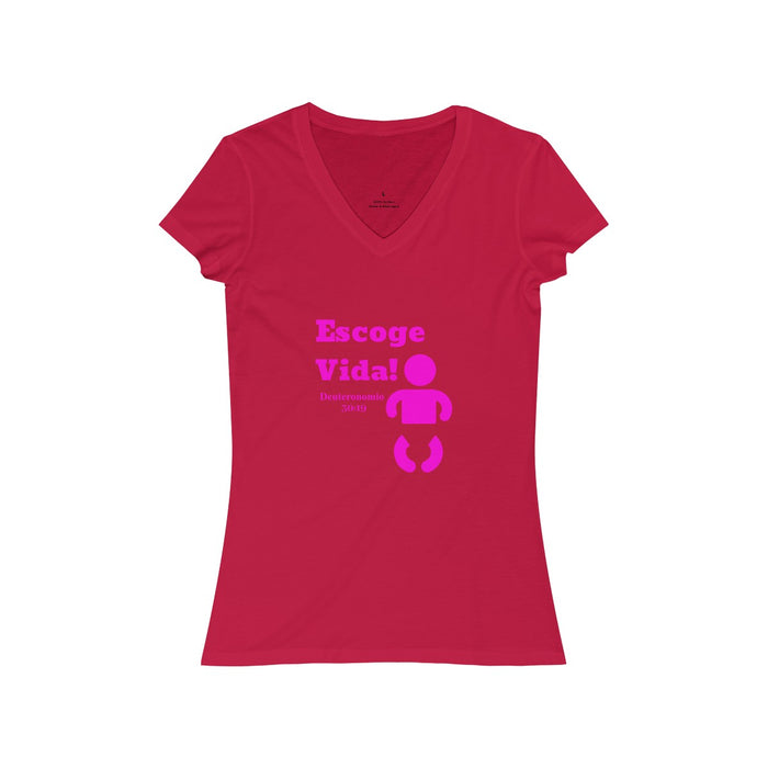 Escoge Vida Women's Jersey Short Sleeve Deep V-Neck Tee