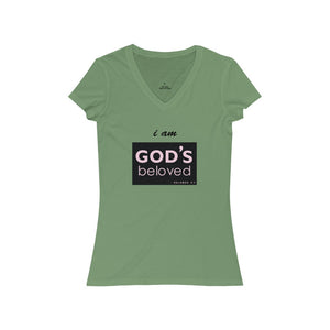 I am God’s Beloved Women's Jersey Short Sleeve V-Neck Tee