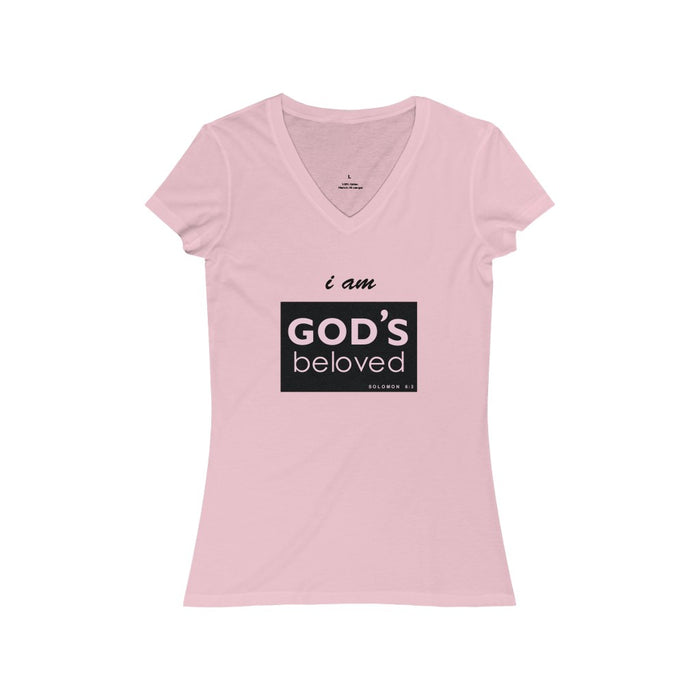I am God’s Beloved Women's Jersey Short Sleeve V-Neck Tee